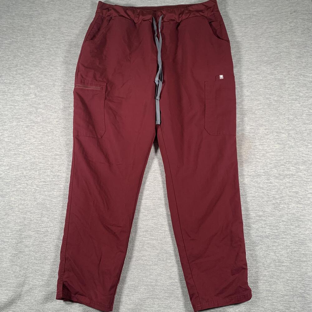 FIGS Pants Mens 41x29 Red Technical Collection Scrub Cargo Elastic Waist Pockets